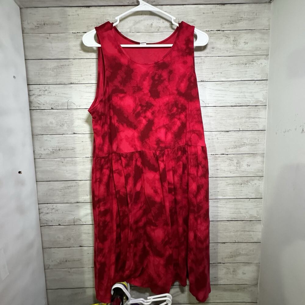 Old Navy Women’s XL Red Short Sleeve Tank Tie Dye Summer Short Sundress Casual